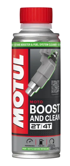 Aditivo/limpiador MOTUL BOOST &amp; CLEAN 2T/4T 200 ml.