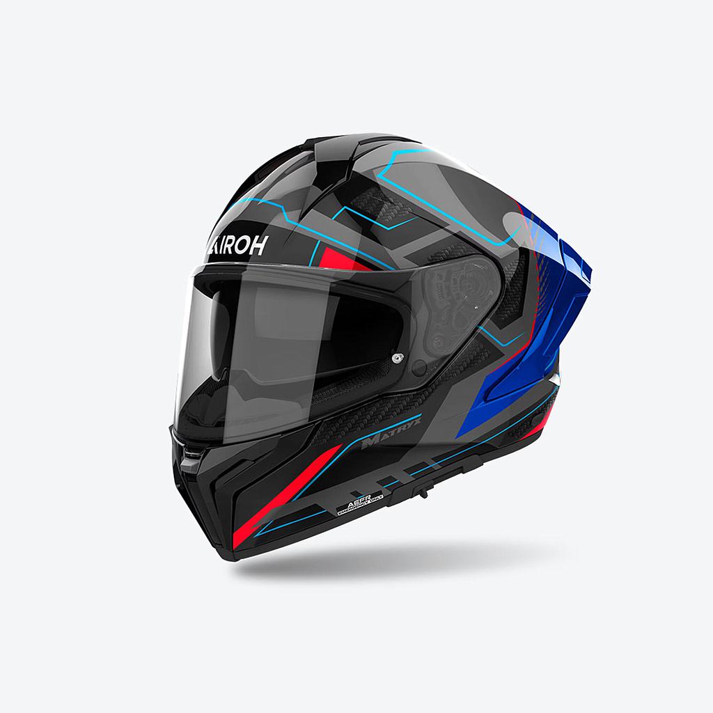 Casco AIROH MATRYX ROCKET blue/red gloss
