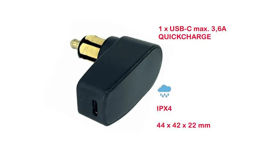 Conector USB-C en ángulo p/toma de moto BMW